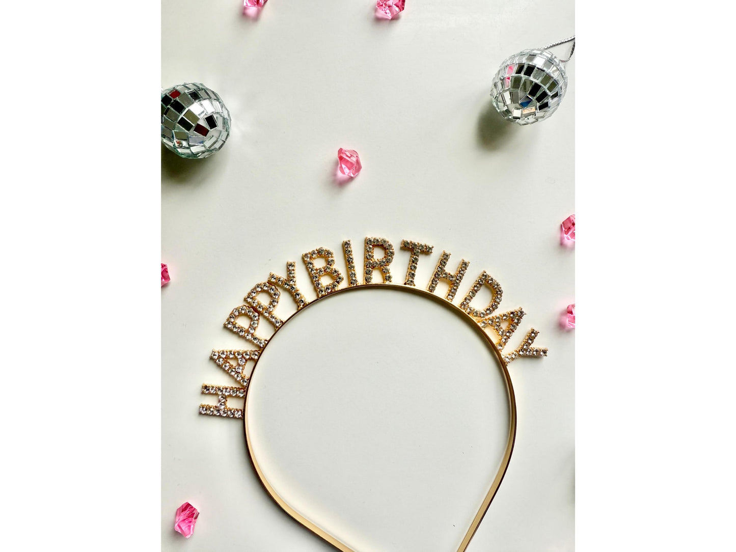 Rose Gold Happy Birthday Headband/ Gold Celebration Sparkly Birthday Girl Hairband/ Classy Silver Diamante Birthday Party Hair Accessory