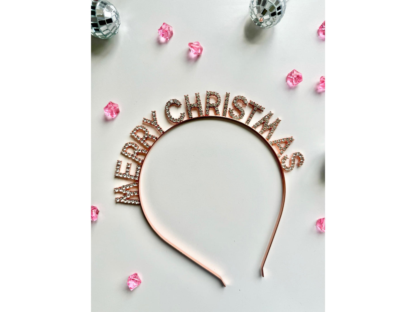 Rose Gold Merry Christmas Headband/ Silver Diamante Happy Christmas Decor/ Gold Sparkly Seasons Greetings Hairband/ Classy Hair Accessory