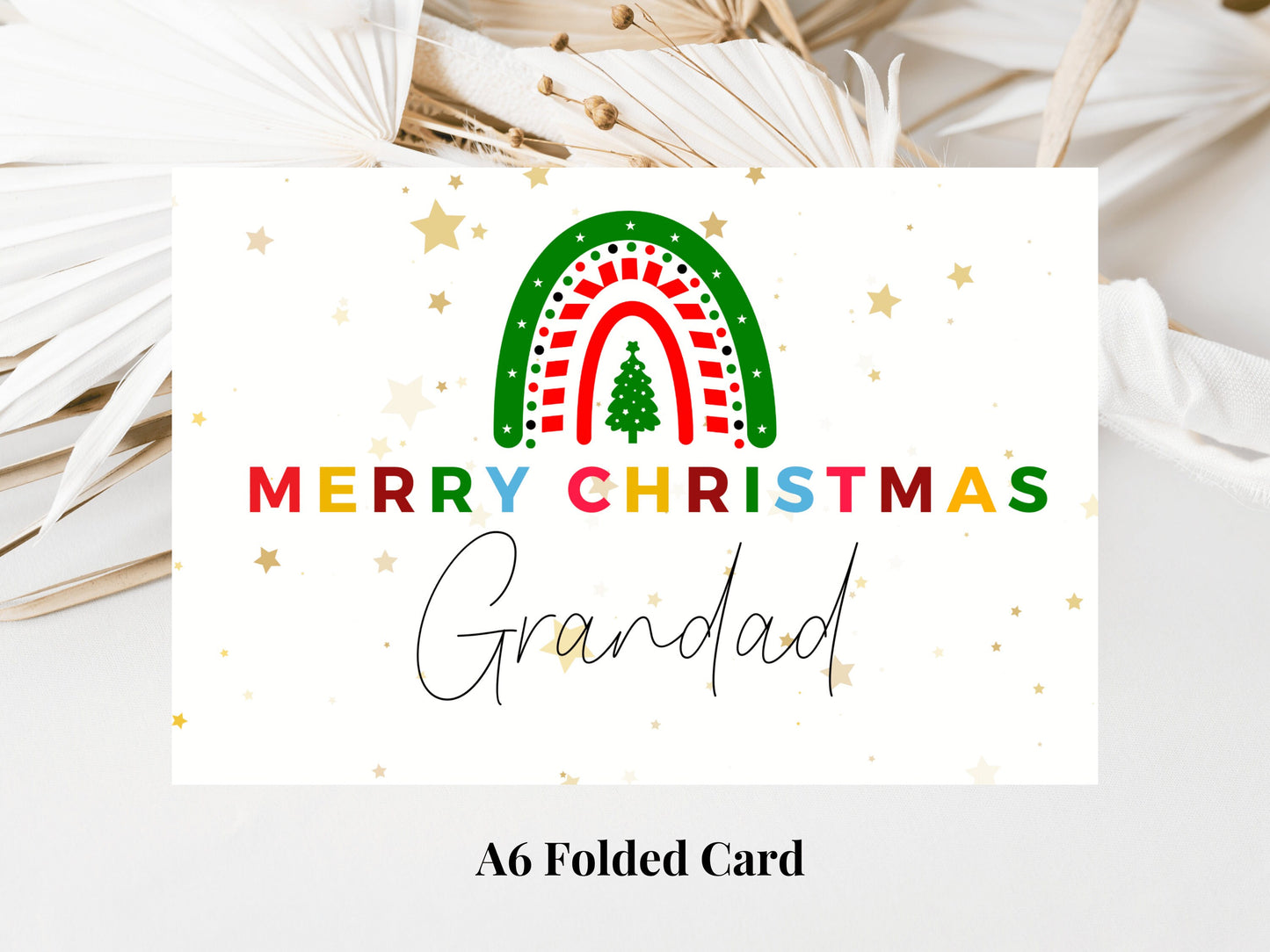 Personalised Grandad Merry Christmas Card/ Seasons Greetings to my Grandpa/ Happy Christmas Sparkle Greeting Minimalist/ Tis the Season