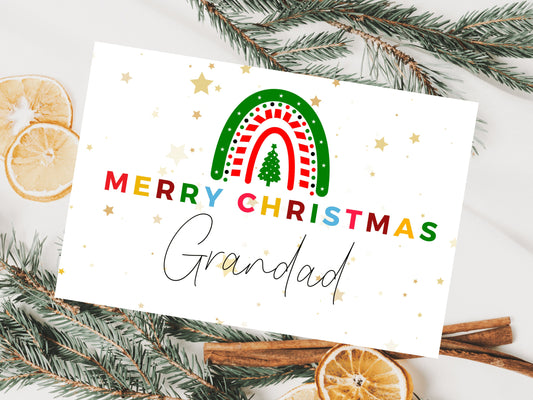 Personalised Grandad Merry Christmas Card/ Seasons Greetings to my Grandpa/ Happy Christmas Sparkle Greeting Minimalist/ Tis the Season