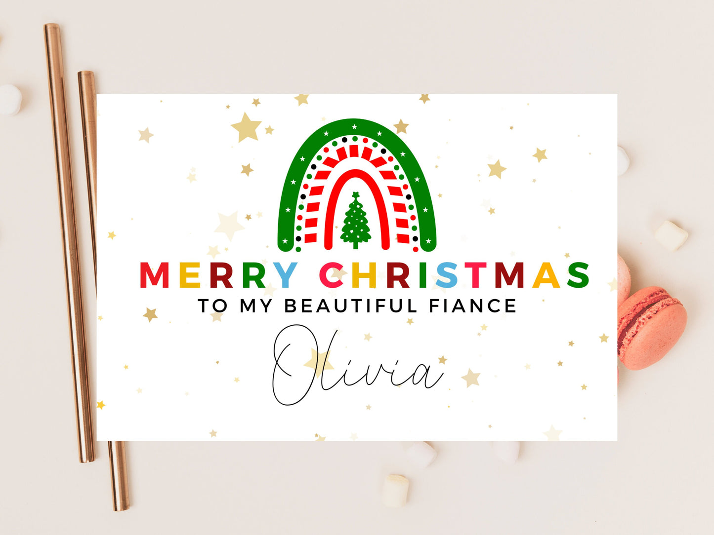 Personalised To My Beautiful Fiance Merry Christmas Card/ Romantic Card for Wife/ Husband/ Girlfriend/ Boyfriend/ Fiance/ Seasons Greetings