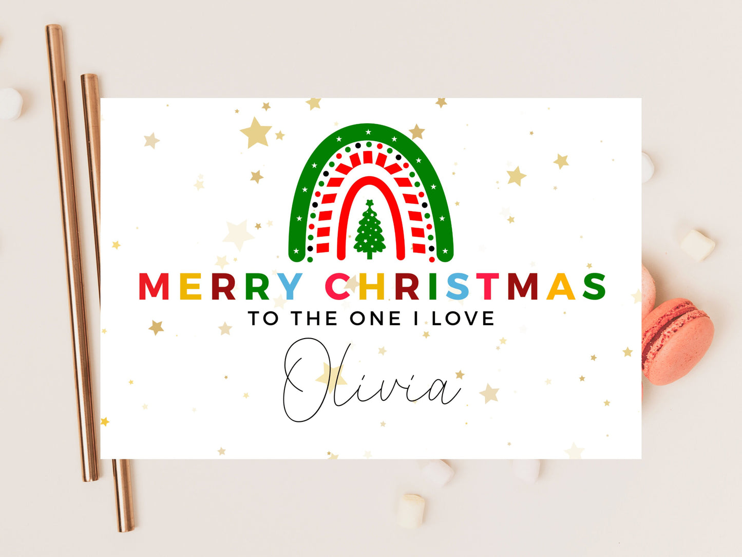 Personalised To the One I Love Merry Christmas Card/ Romantic Card for Wife/ Husband/ Girlfriend/ Boyfriend/ Fiance/ Seasons Greetings