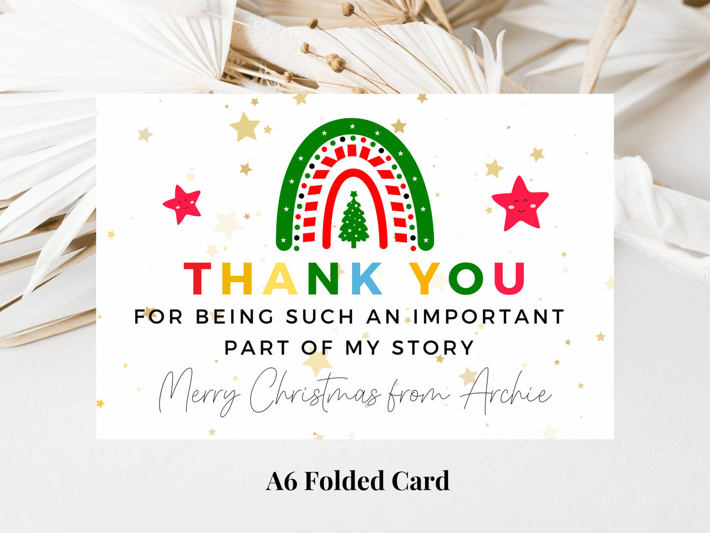 Personalised Thank You for Being Such An Important Part of My Story Merry Christmas Card/ Teacher Appreciation/ End of School Year Greetings