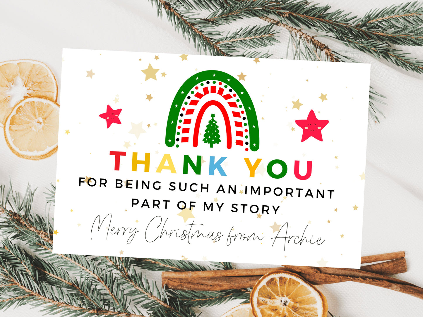 Personalised Thank You for Being Such An Important Part of My Story Merry Christmas Card/ Teacher Appreciation/ End of School Year Greetings