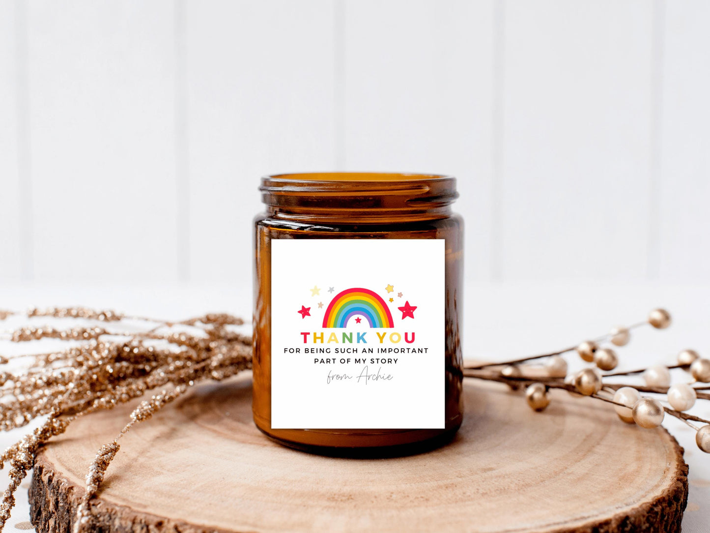 Personalised Thank You for Being Such An Important Part of My Story Candle Label/ Rainbow Teacher Appreciation Sticker/ End of Year Label