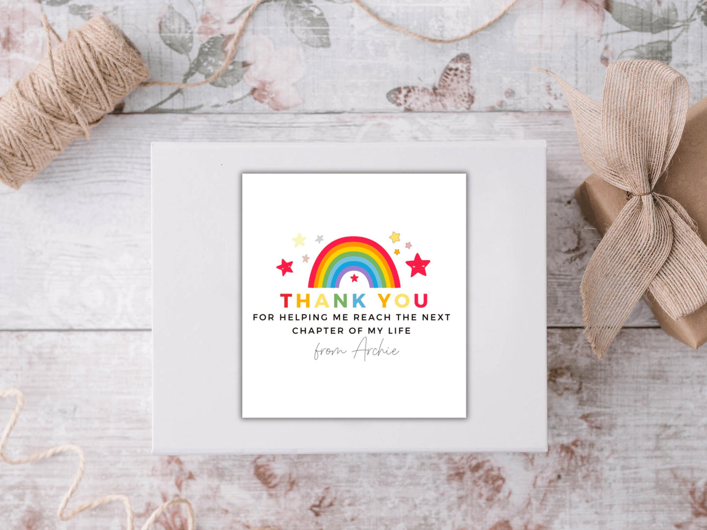 Personalised Thank You for Helping Me Reach the Next Chapter of My Life Candle Label/ Rainbow Teacher Appreciation Sticker/ End of Year