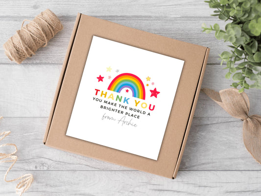 Personalised You Make the World a Brighter Place Candle Label/ Rainbow Teacher Appreciation Sticker/ End of Year Teacher Gifts Present