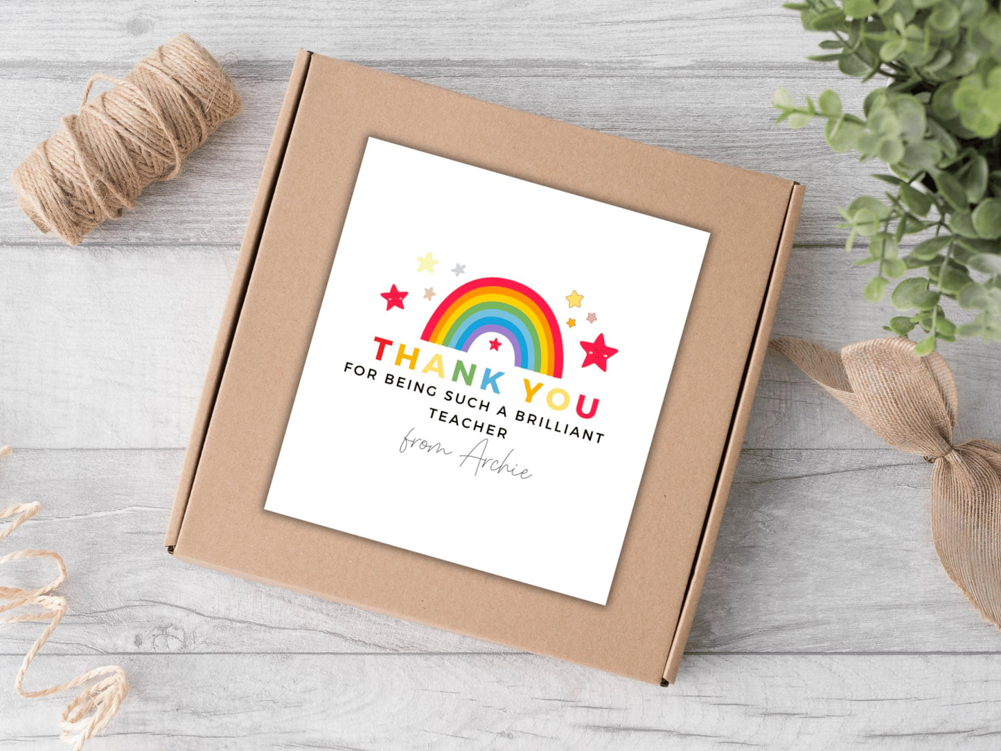 Personalised Thank You for Being Such a Brilliant Teacher Candle Label/ Rainbow Teacher Appreciation Present/ End of Year School Gifts