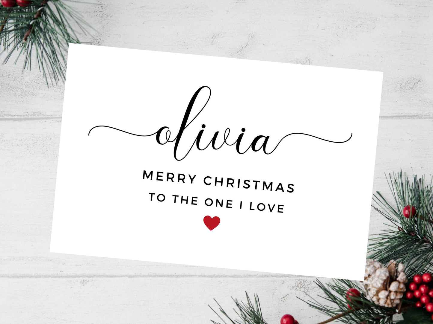 Personalised To the One I Love Merry Christmas Card/ Happy Christmas/ Season Xmas Greetings Card