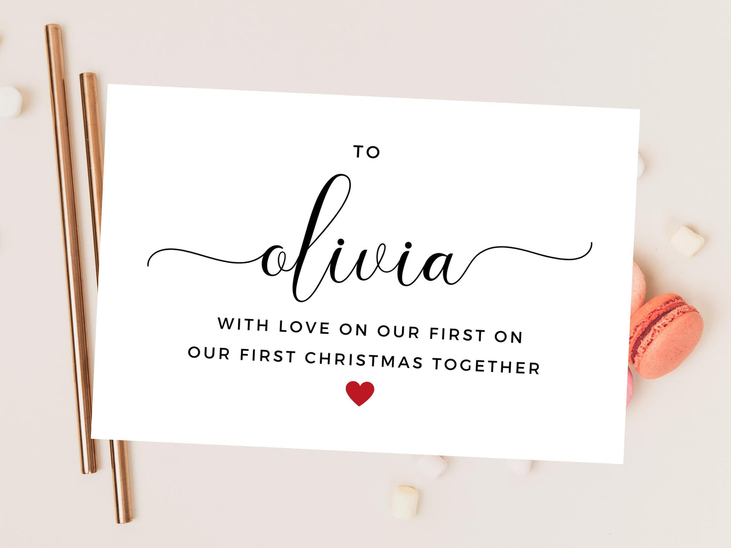 Personalised With Love on Our First Christmas Together Merry Christmas Card/ Happy Christmas/ Season Xmas Greetings Card