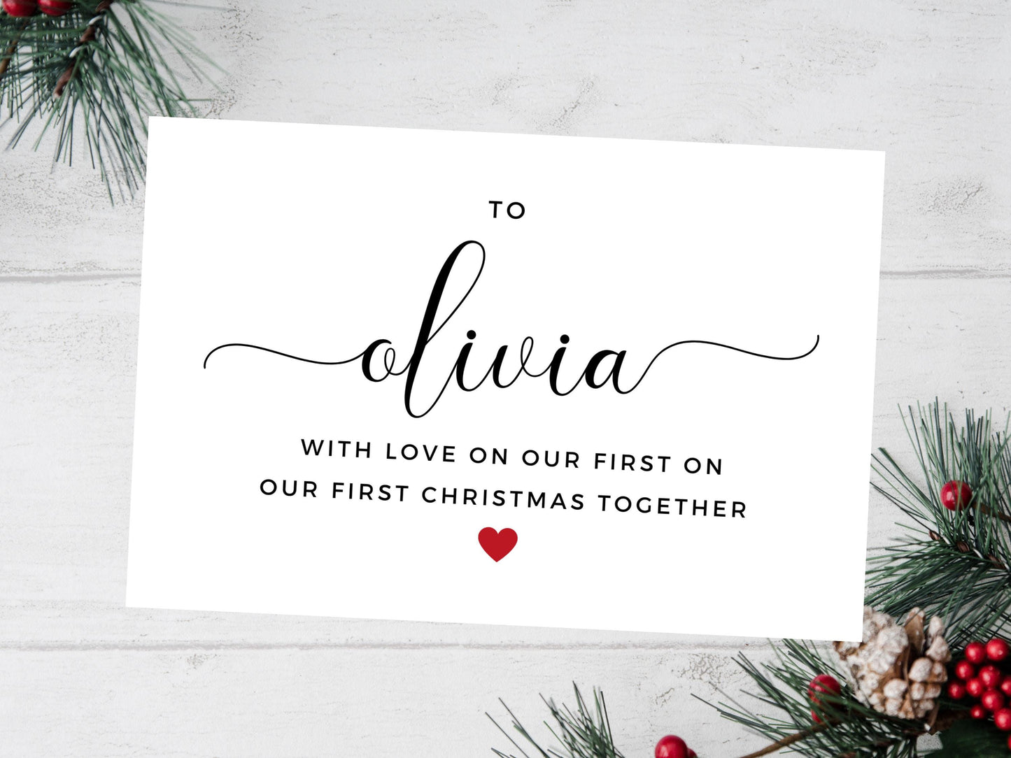 Personalised With Love on Our First Christmas Together Merry Christmas Card/ Happy Christmas/ Season Xmas Greetings Card