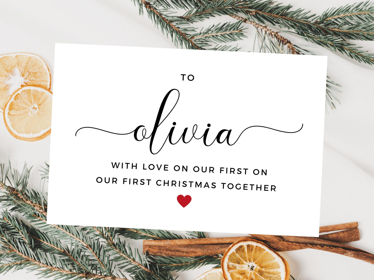 Personalised With Love on Our First Christmas Together Merry Christmas Card/ Happy Christmas/ Season Xmas Greetings Card