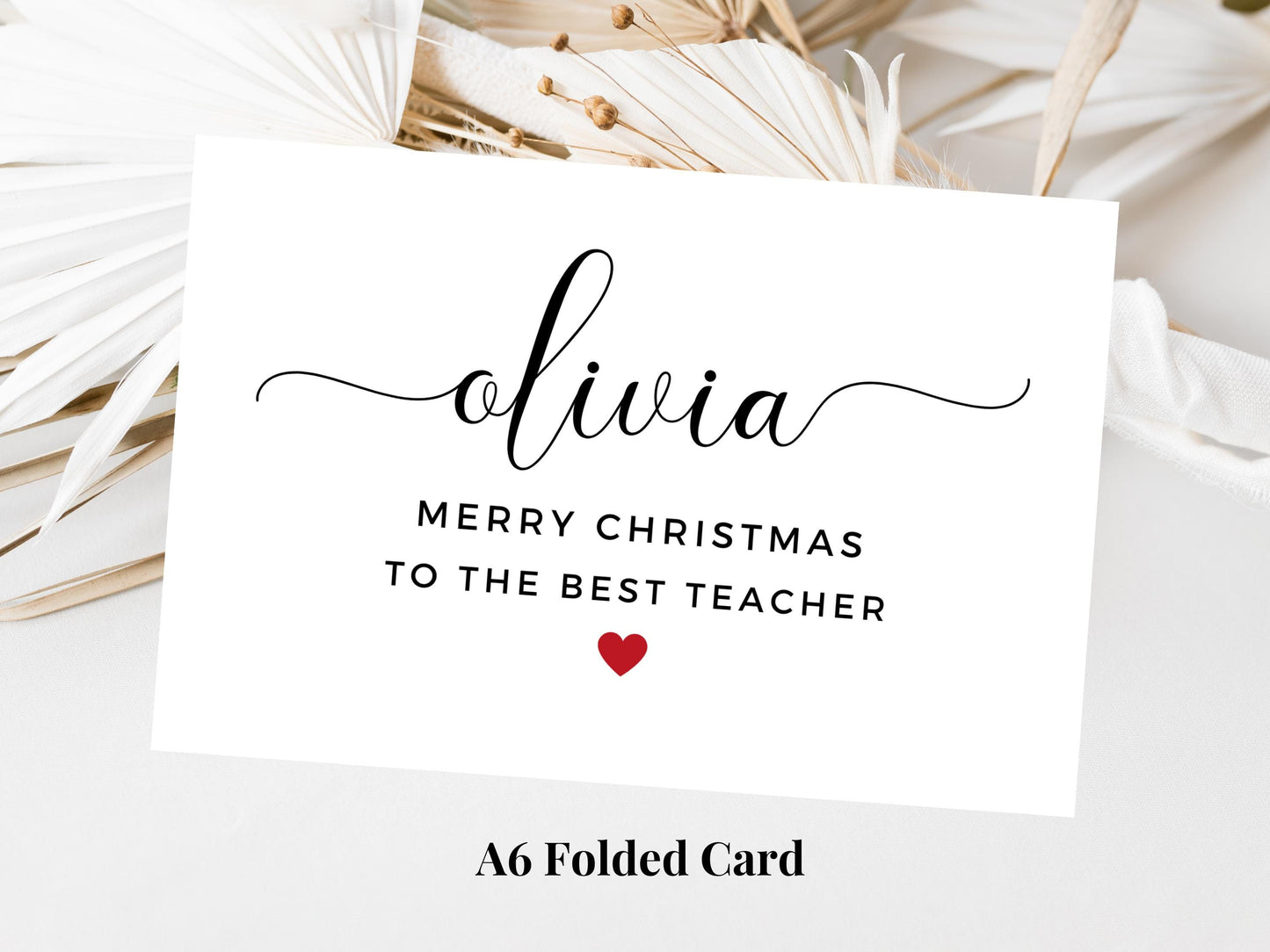 Personalised To the Best Teacher Merry Christmas Card/ Happy Christmas/ Season Xmas Greetings Card