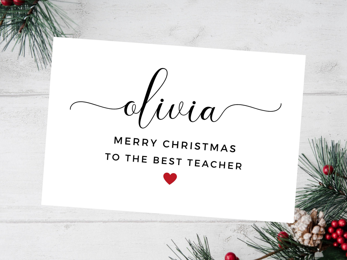 Personalised To the Best Teacher Merry Christmas Card/ Happy Christmas/ Season Xmas Greetings Card