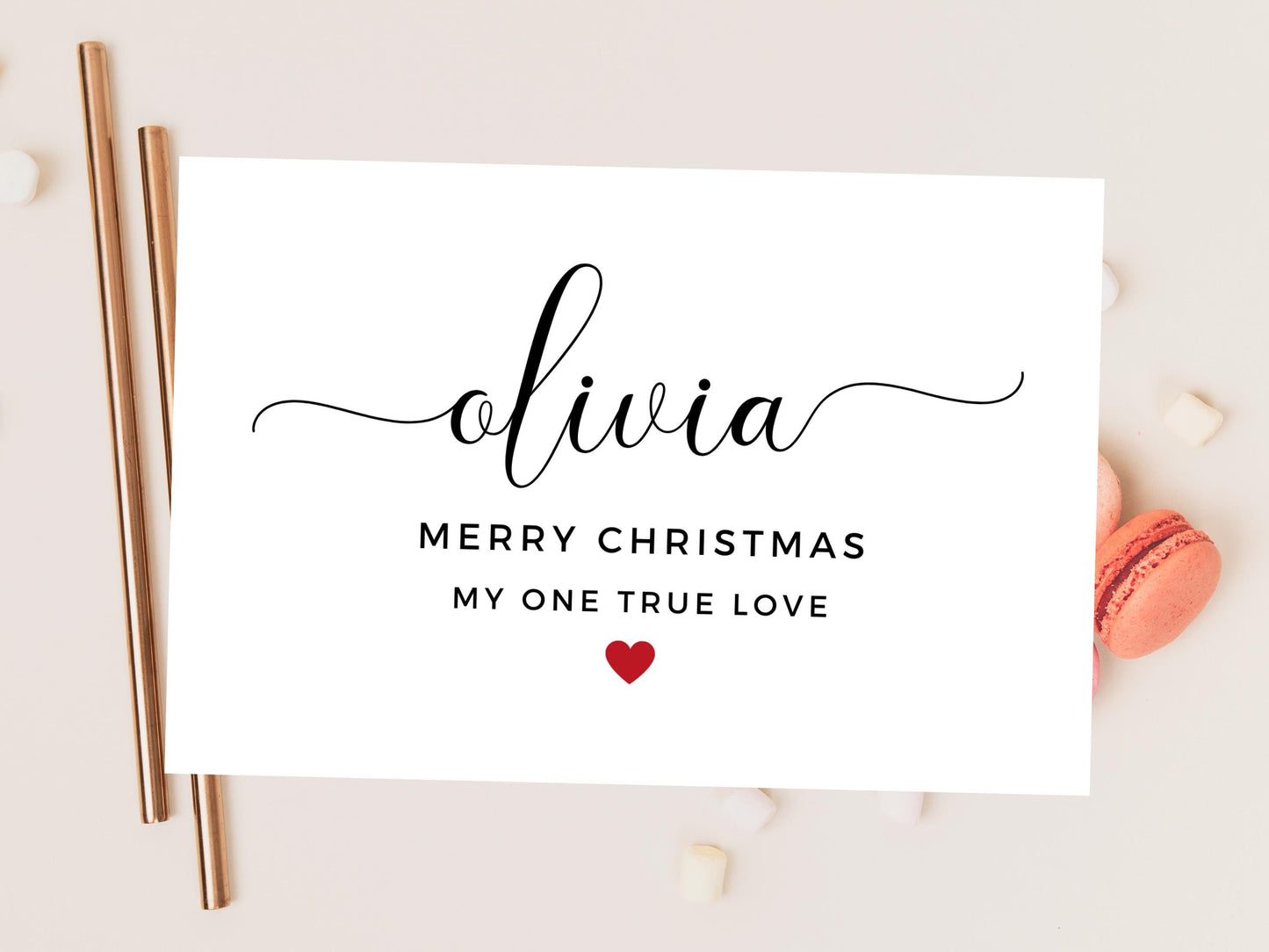 Personalised My One True Love Merry Christmas Card/ Happy Christmas/ Season Xmas Greetings Card