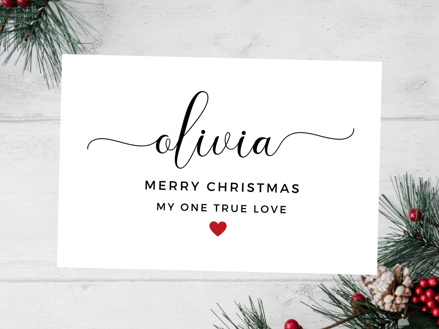 Personalised My One True Love Merry Christmas Card/ Happy Christmas/ Season Xmas Greetings Card