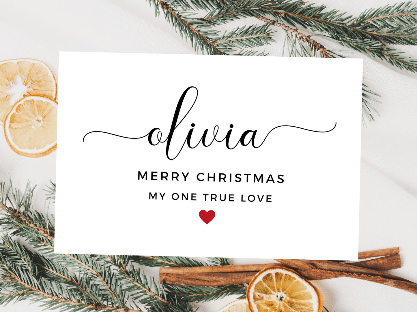 Personalised My One True Love Merry Christmas Card/ Happy Christmas/ Season Xmas Greetings Card