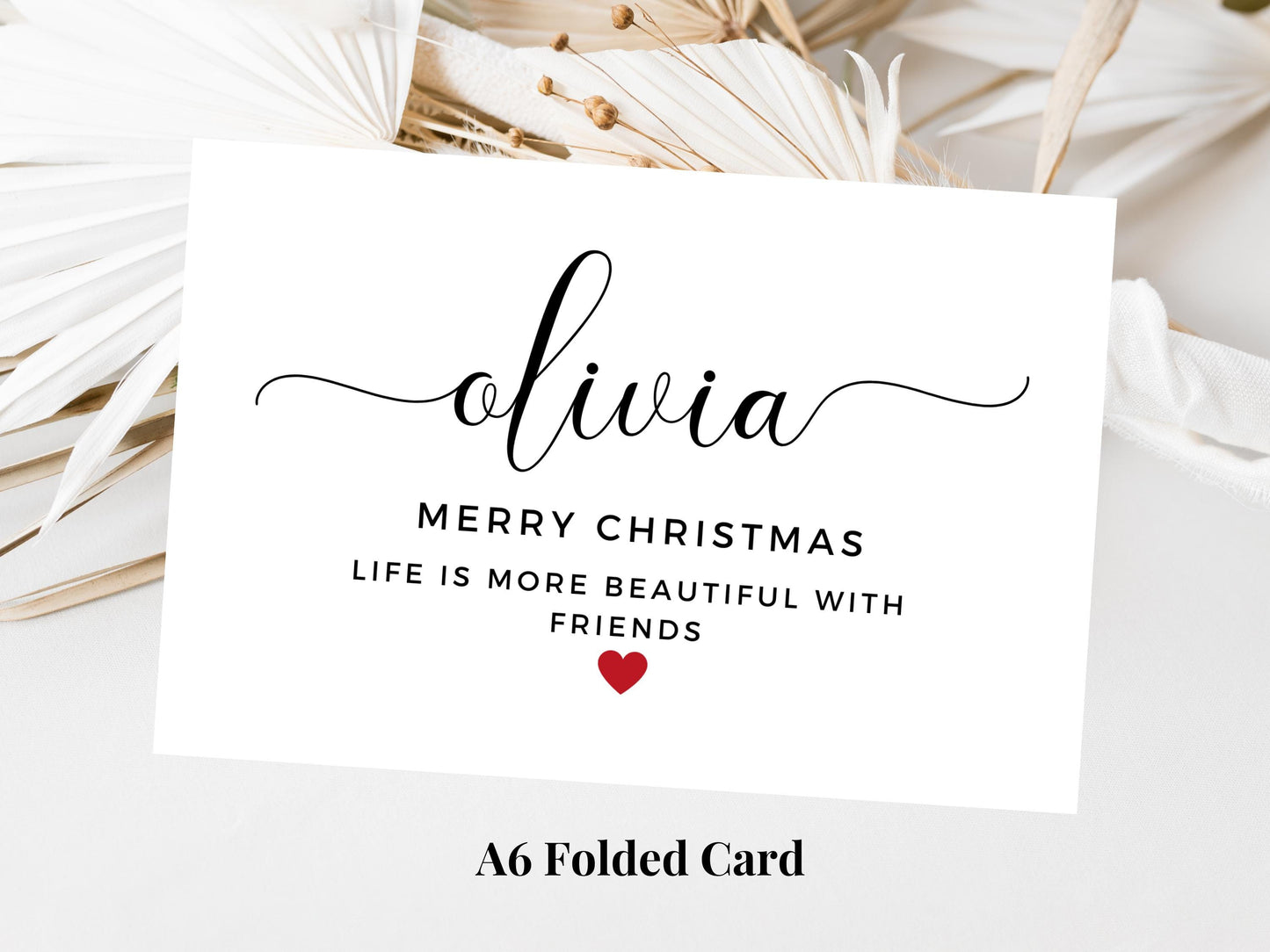 Personalised Life Is More Beautiful With Friends Merry Christmas Card/ Happy Christmas Bestfriend/ Season Xmas Greetings Card