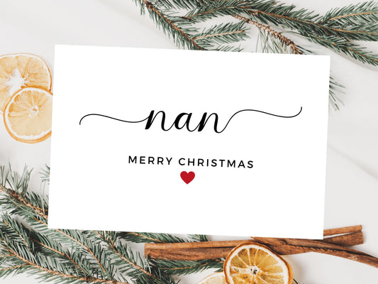 Personalised Grandmother Merry Christmas Card/ Nan Happy Christmas/ Season Xmas Greetings Card