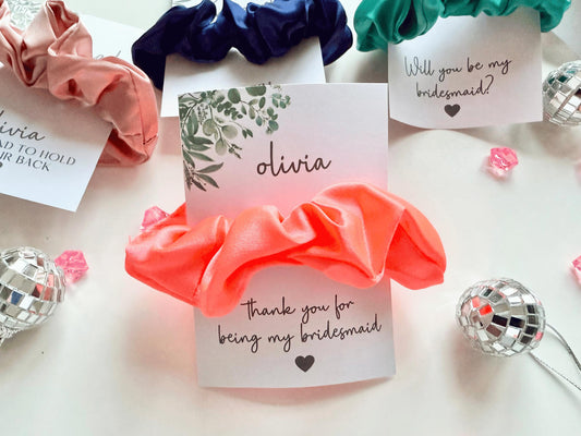 Personalised Thank You for Being My Bridesmaid Scrunchie/ Bridal Hair Accessory Gifts/ Bride Squad Scrunchie/ Team Bride Hen Party Favours