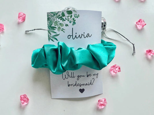 Personalised Will You Be My Bridesmaid Scrunchie/ Hair Accessory Gifts/ Bride Squad Scrunchie/ Team Bride Hen Party Favours/ Satin Scrunchie