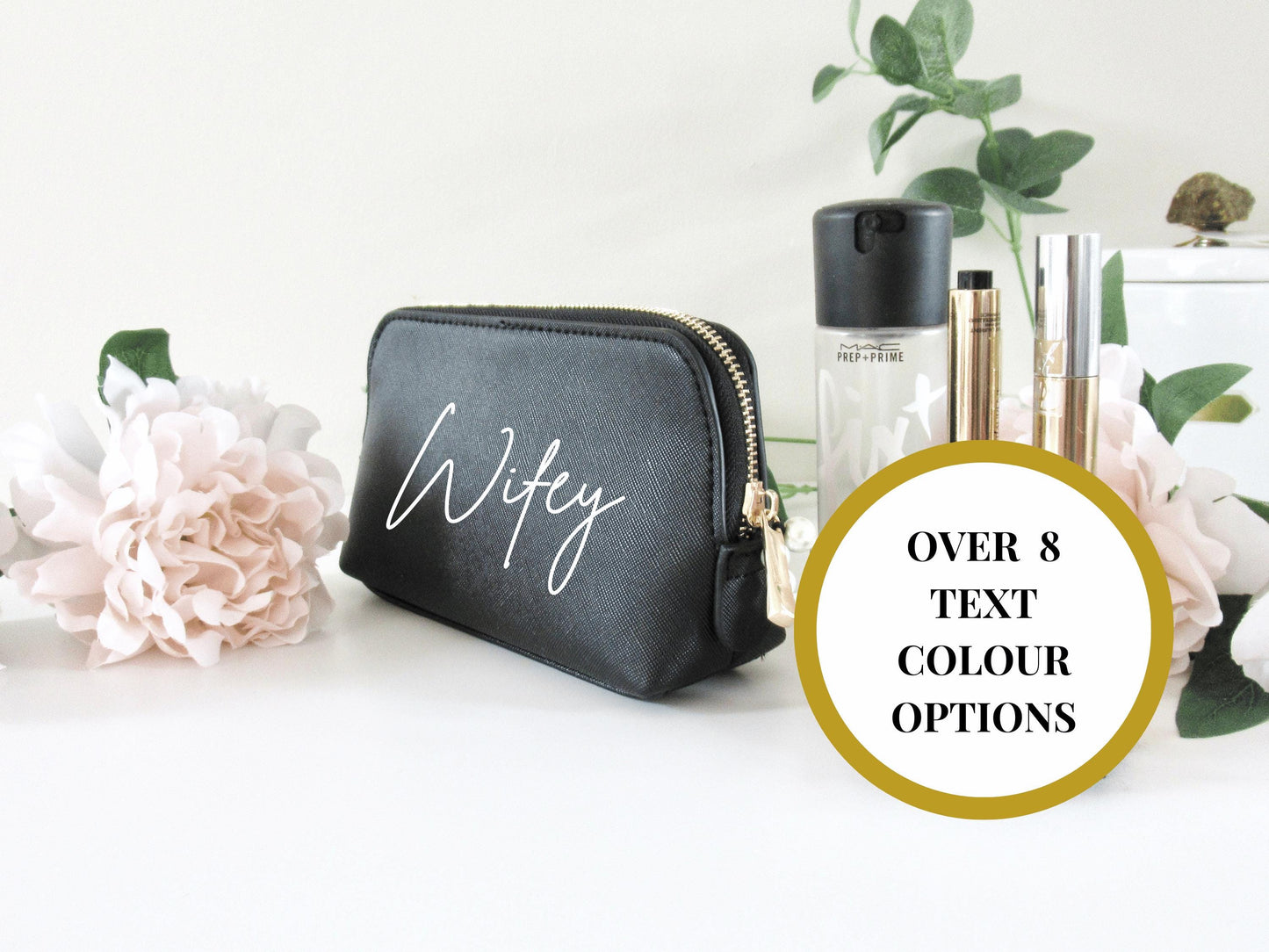 Wifey Makeup Bag/ Faux Leather Bride to Be Purse/ Cosmetic Mrs to Be Bag/ Pencil Case Gift/ Travel Accessory Clutch/ Hen Party Wife Present