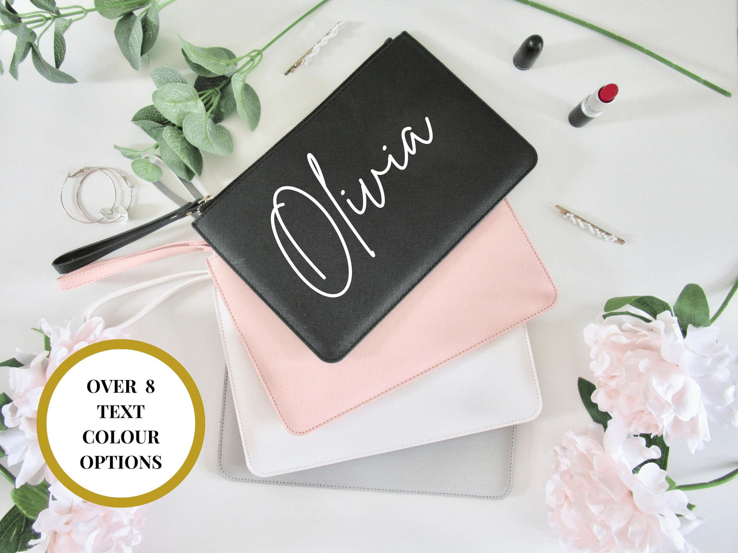 Personalised Clutch Bag/ Faux Leather Purse/ Cosmetic Bag/ Pencil Case/ Travel Accessory Clutch/ Hen Party Girlfriend Gift/ Makeup Holder