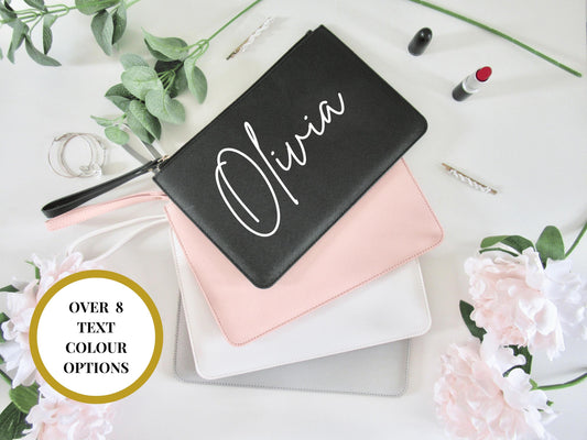 Personalised Clutch Bag/ Faux Leather Purse/ Cosmetic Bag/ Pencil Case/ Travel Accessory Clutch/ Hen Party Girlfriend Gift/ Makeup Holder