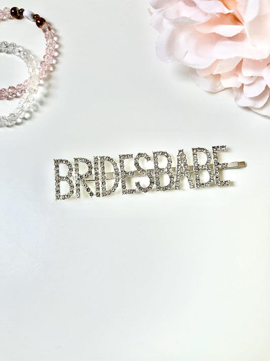 Bridesbabe Hair Clip/ Silver Diamante Crystal Sparkly Hair Accessory/ Hen Party Favours/ Hair Bobby Pin/ Sparkly Bridal Shower Slide