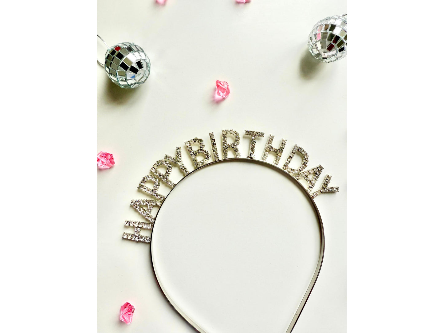 Happy Birthday Headband/ Rose Gold/ Silver Celebration Sparkly Birthday Girl Hairband/ Classy Gold Diamante Birthday Party Hair Accessory