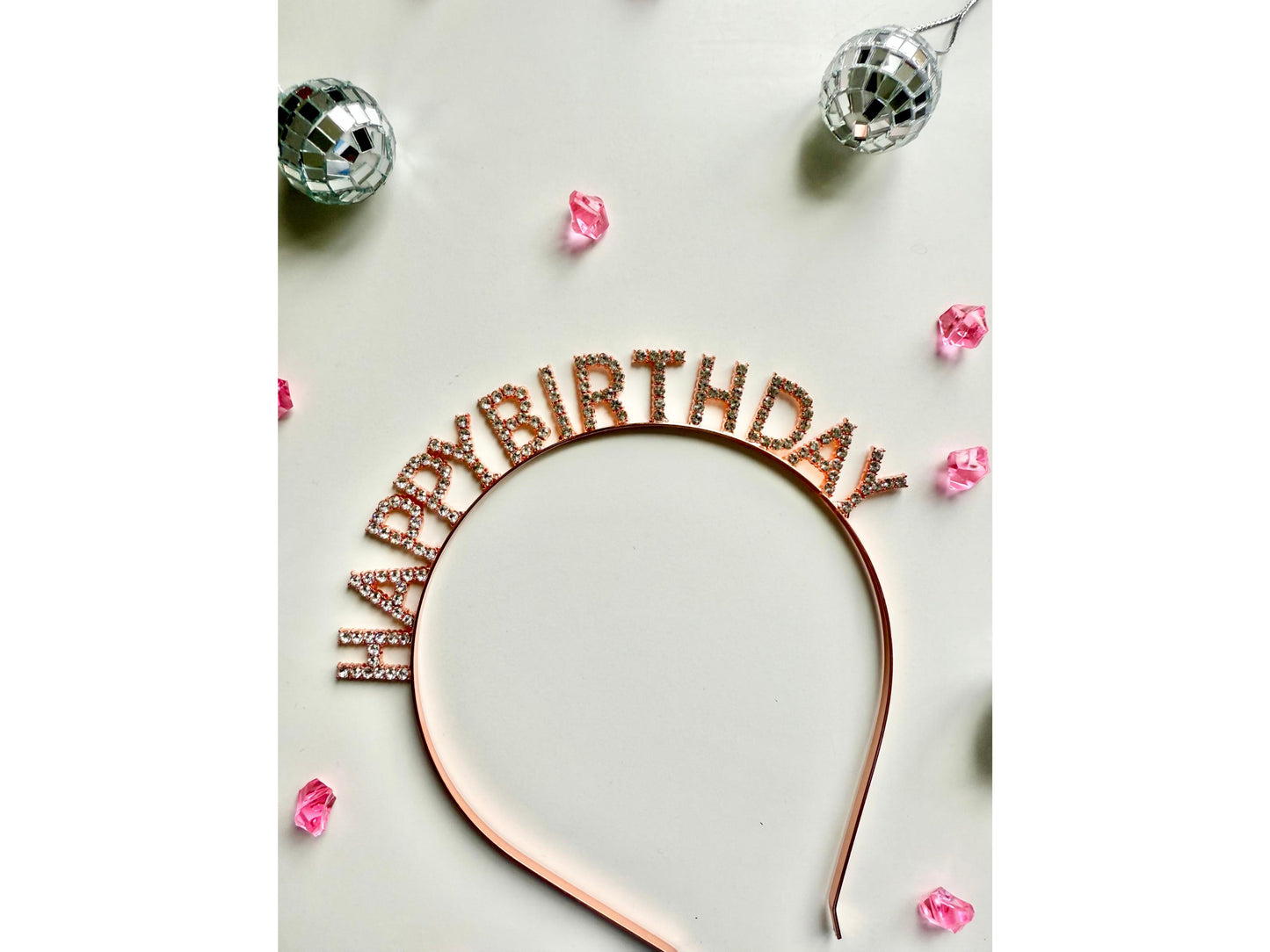 Gold Happy Birthday Headband/ Rose Gold Celebration Sparkly Birthday Girl Hairband/ Classy Silver Diamante Birthday Party Hair Accessory