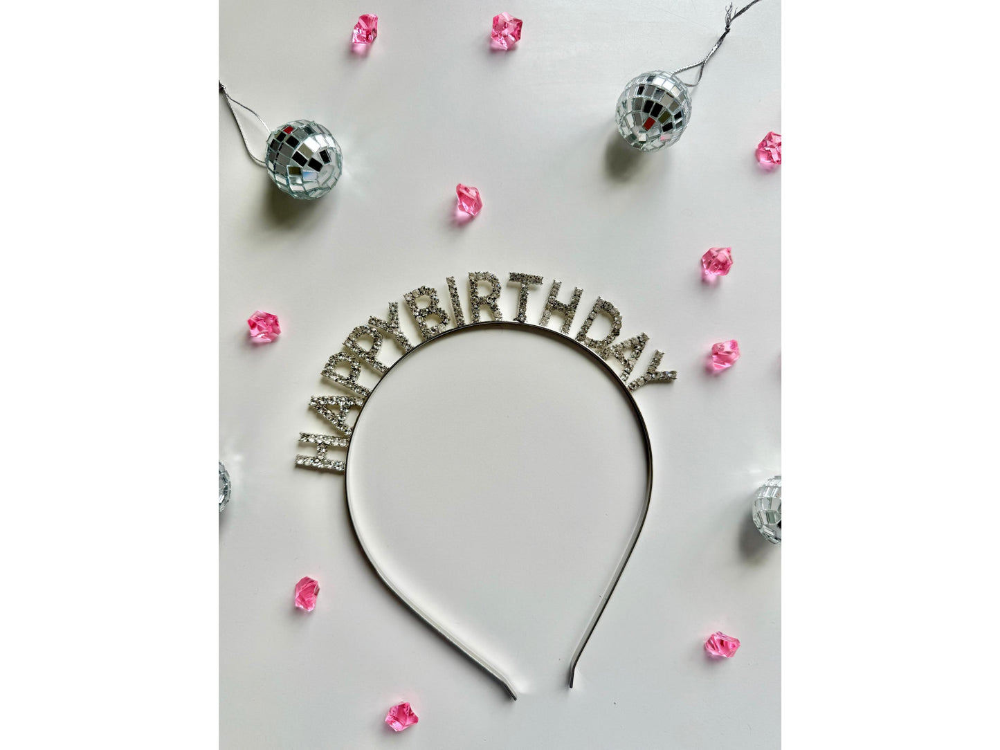 Happy Birthday Headband/ Rose Gold/ Silver Celebration Sparkly Birthday Girl Hairband/ Classy Gold Diamante Birthday Party Hair Accessory