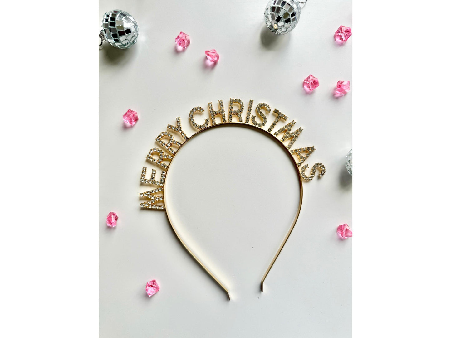 Silver Merry Christmas Headband/ Gold Diamante Happy Christmas Decor/ Rose Gold Sparkly Seasons Greetings Hairband/ Classy Hair Accessory