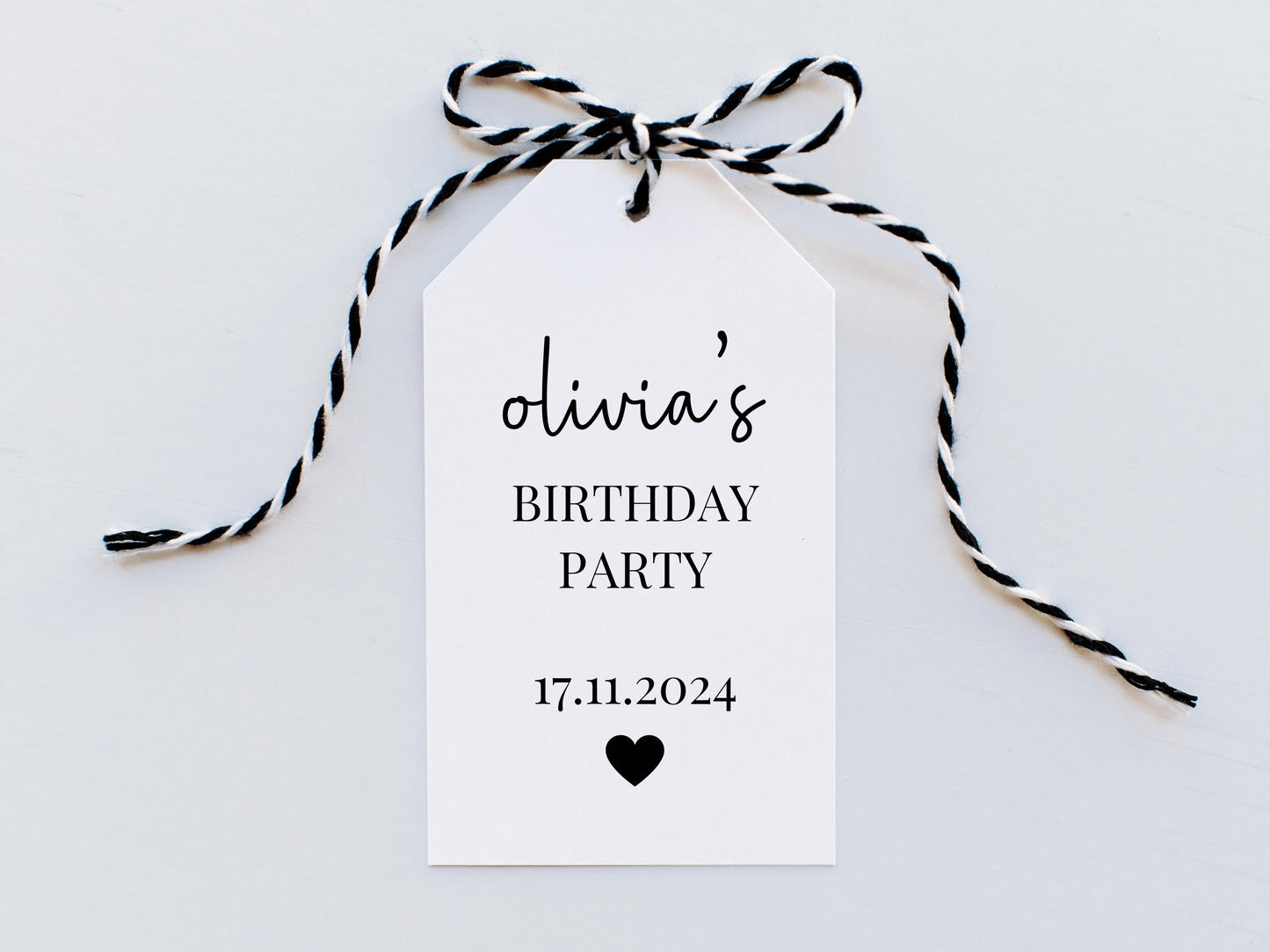 Personalised Happy Birthday Party Gift Tag/ Modern Thank You for Coming Name Tag/ Gift Box Bag Favour Tag/ Birthday Gift Tag with Ribbon