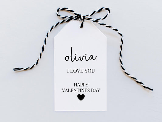 Personalised I Love You Happy Valentines Day Gift Tag/ Valentines Day Gift Box Name Tag/ Gift Favour Tag with Ribbon/ Valentines Treats Tag