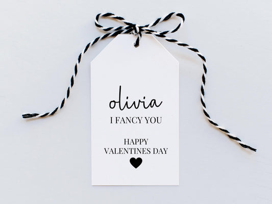 Personalised I Fancy You Happy Valentines Day Gift Tag/ I Love You Valentines Day Name Tag/ Be Mine Favour with Ribbon/ Valentines Treats