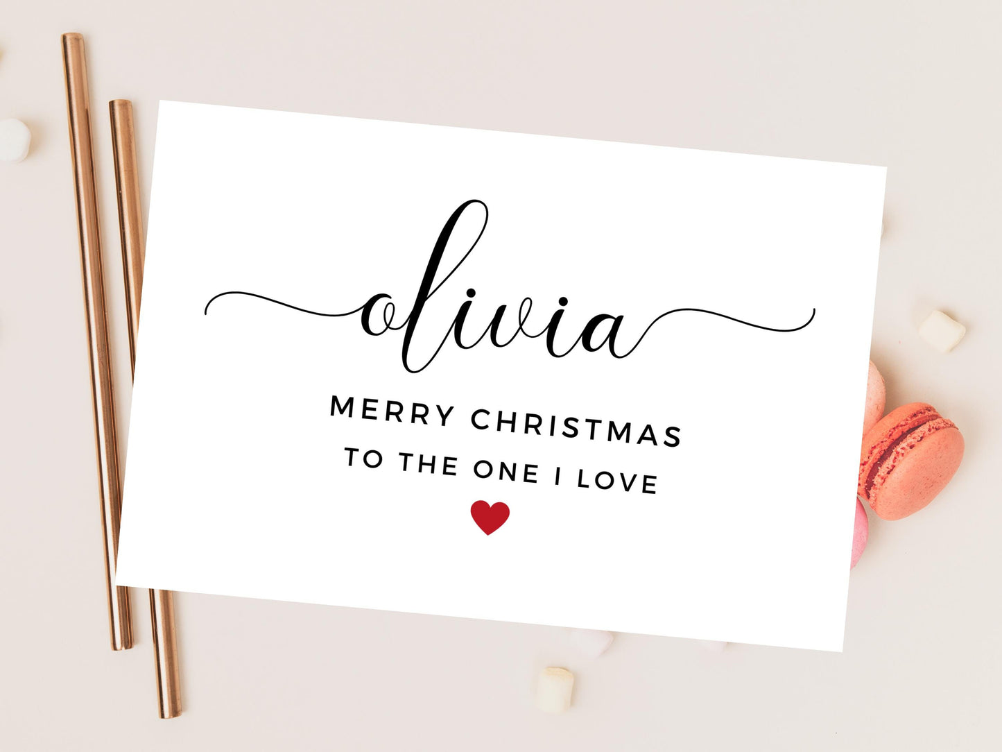 Personalised To the One I Love Merry Christmas Card/ Happy Christmas/ Season Xmas Greetings Card