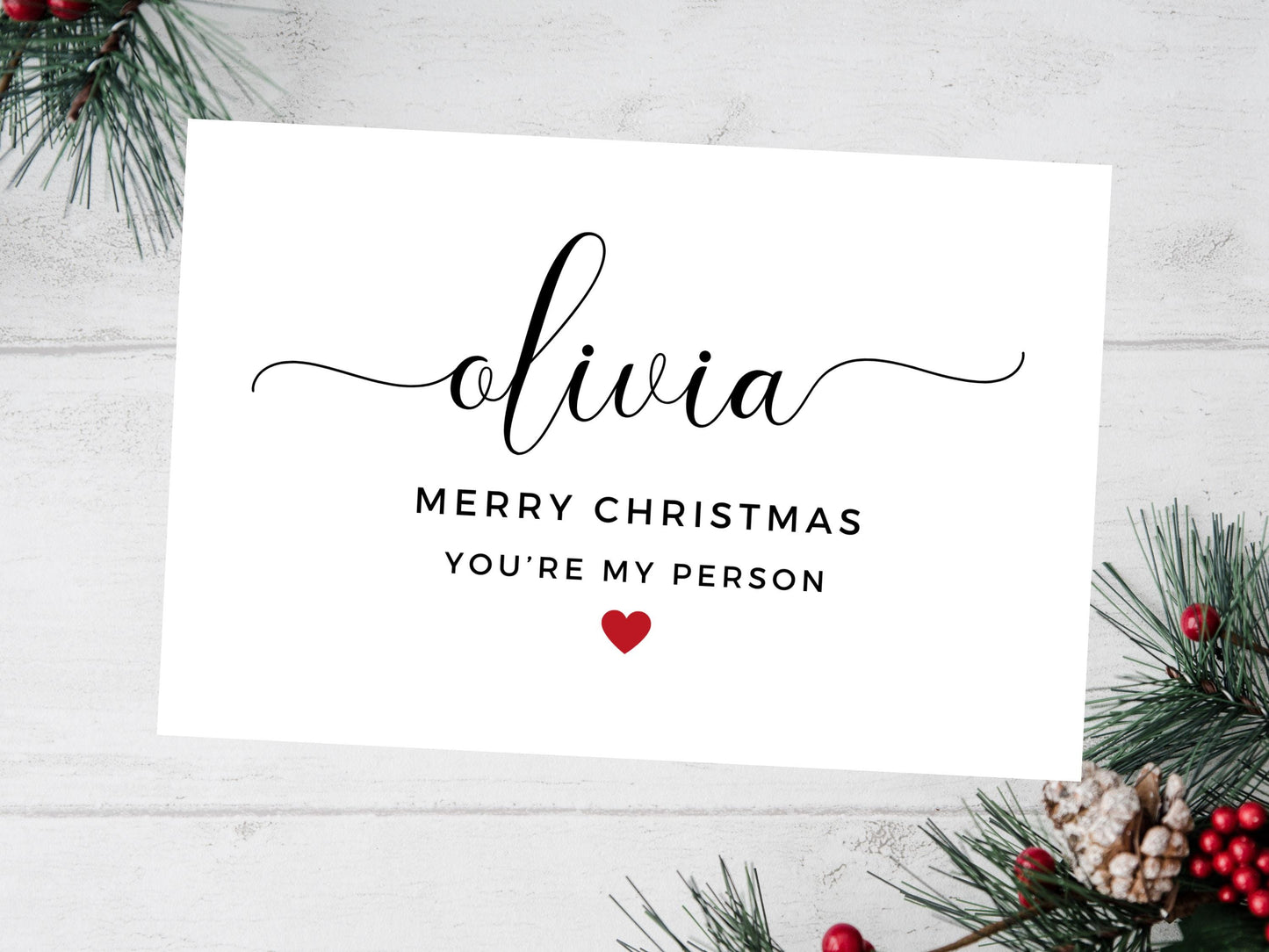 Personalised Youre My Person Merry Christmas Card/ Happy Christmas/ Season Xmas Greetings Card