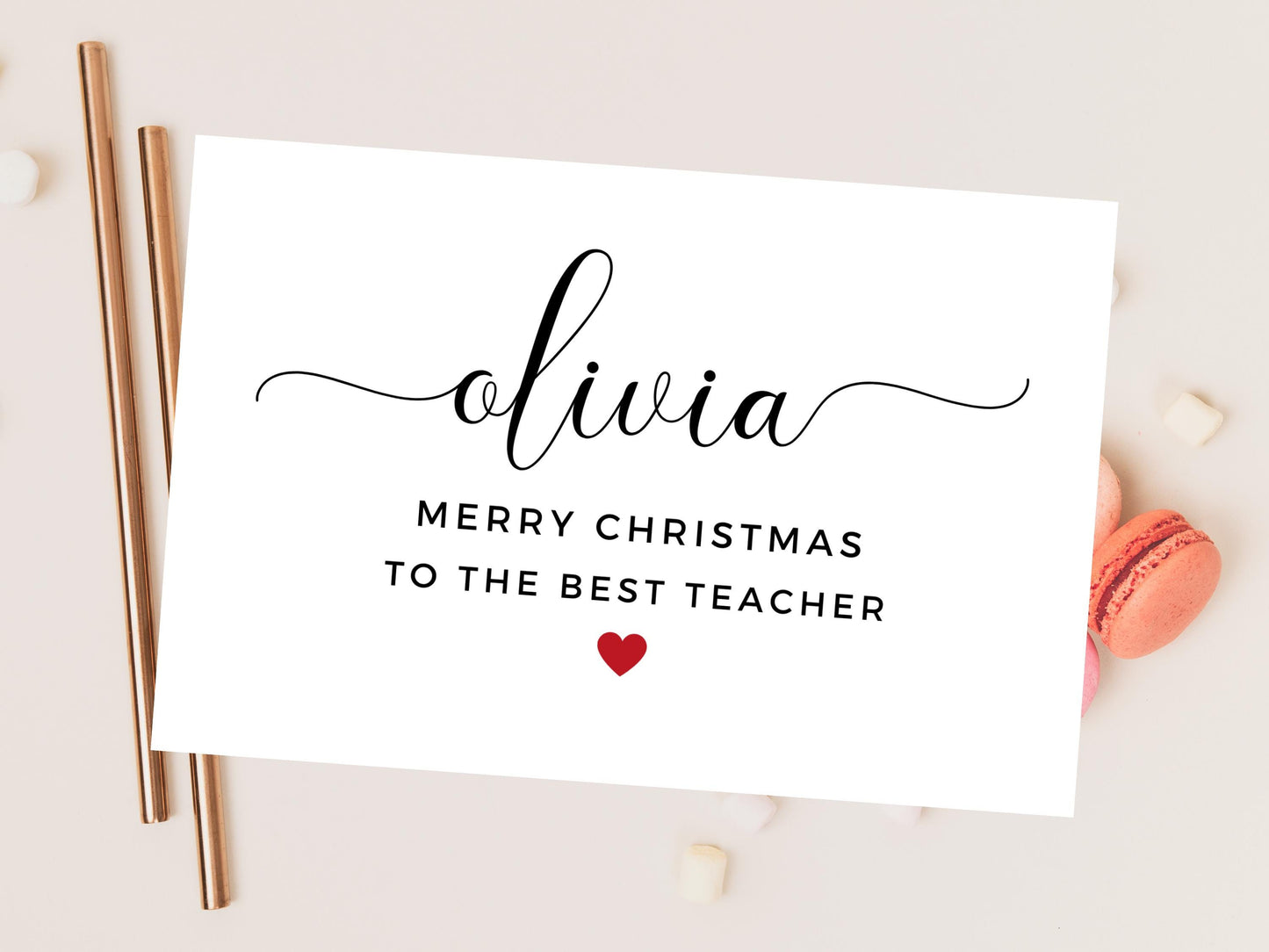 Personalised To the Best Teacher Merry Christmas Card/ Happy Christmas/ Season Xmas Greetings Card