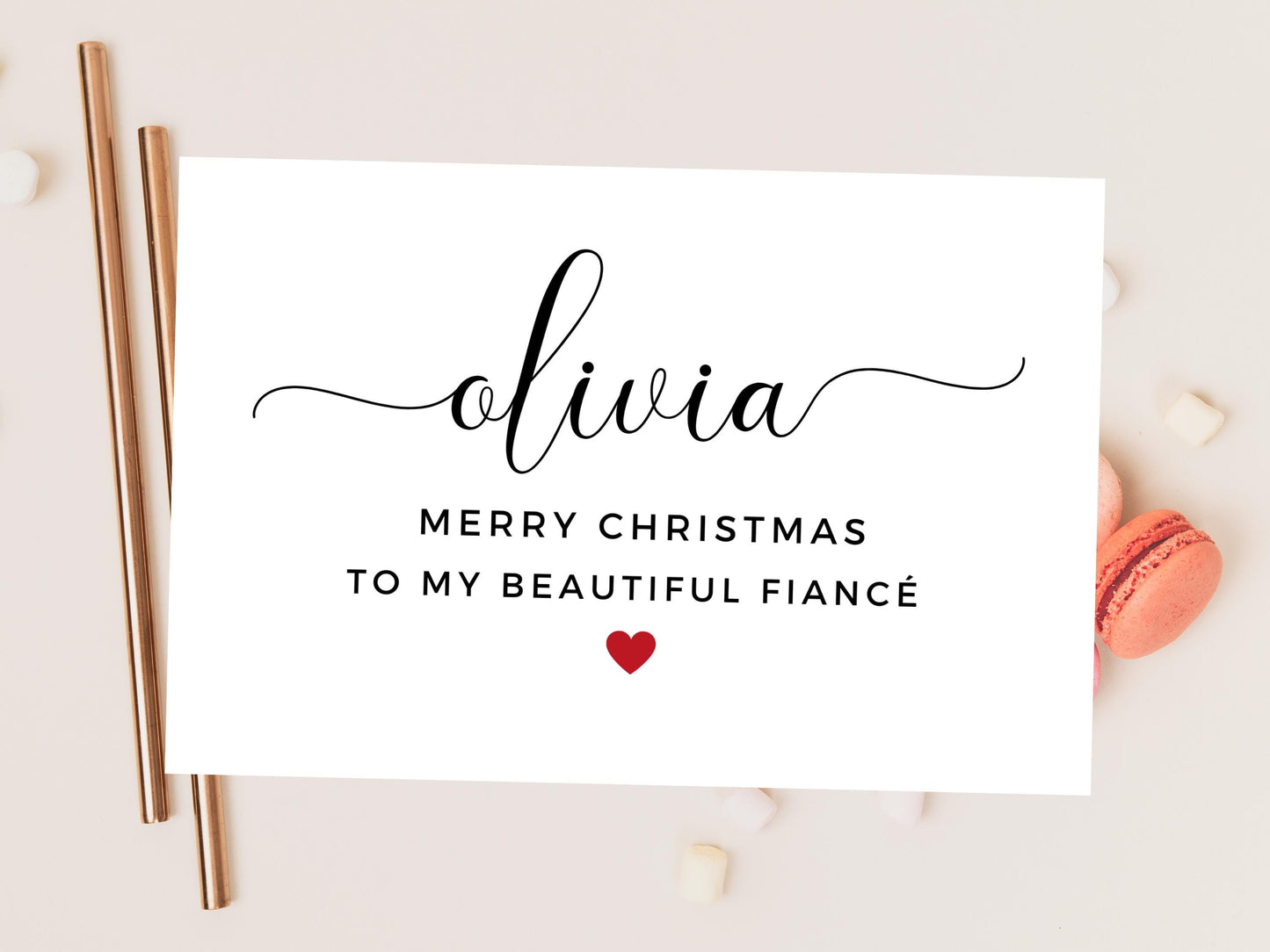 Personalised To My Beautiful Fiance Merry Christmas Card/ Happy Christmas/ Season Xmas Greetings Card