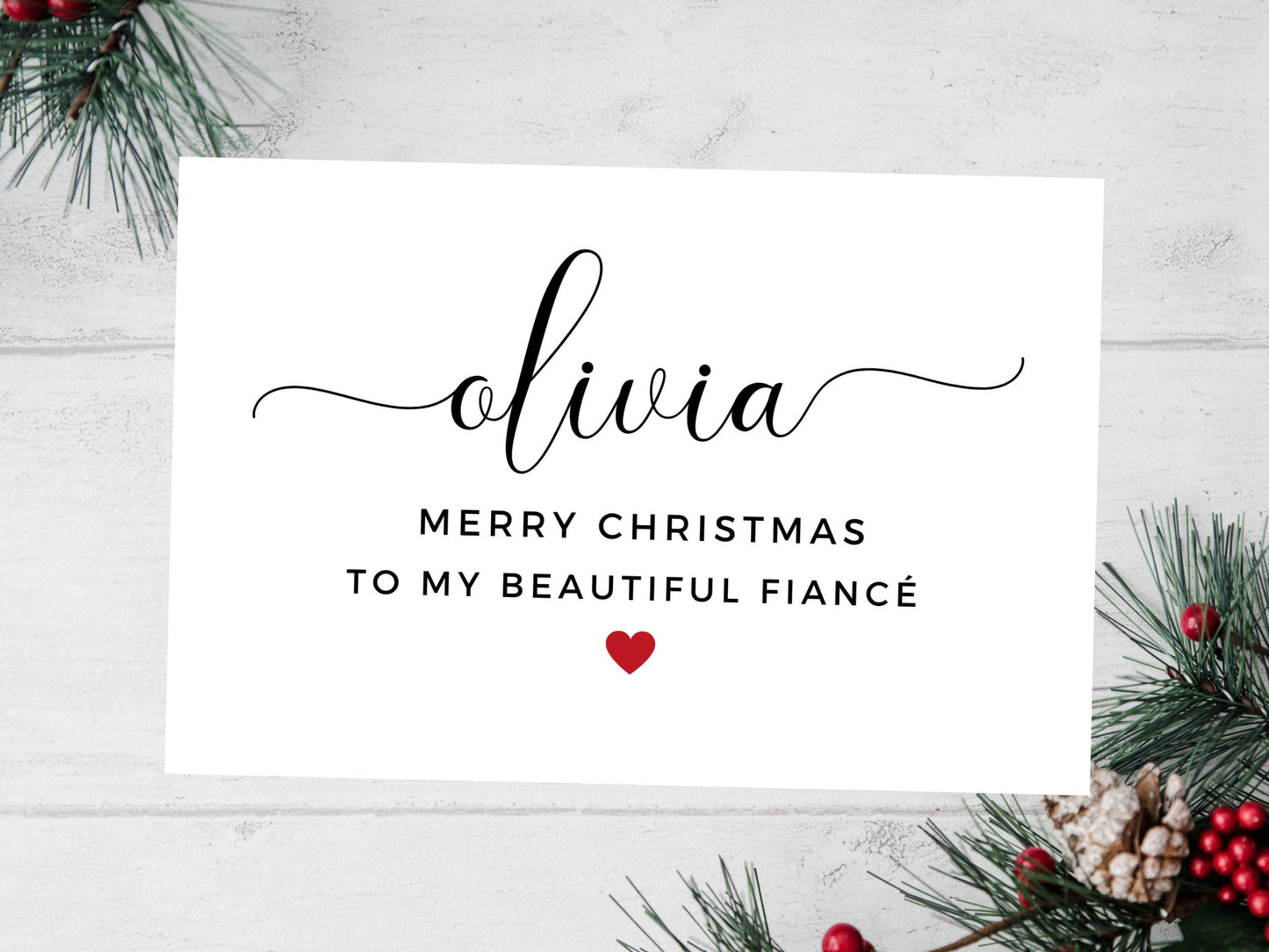 Personalised To My Beautiful Fiance Merry Christmas Card/ Happy Christmas/ Season Xmas Greetings Card