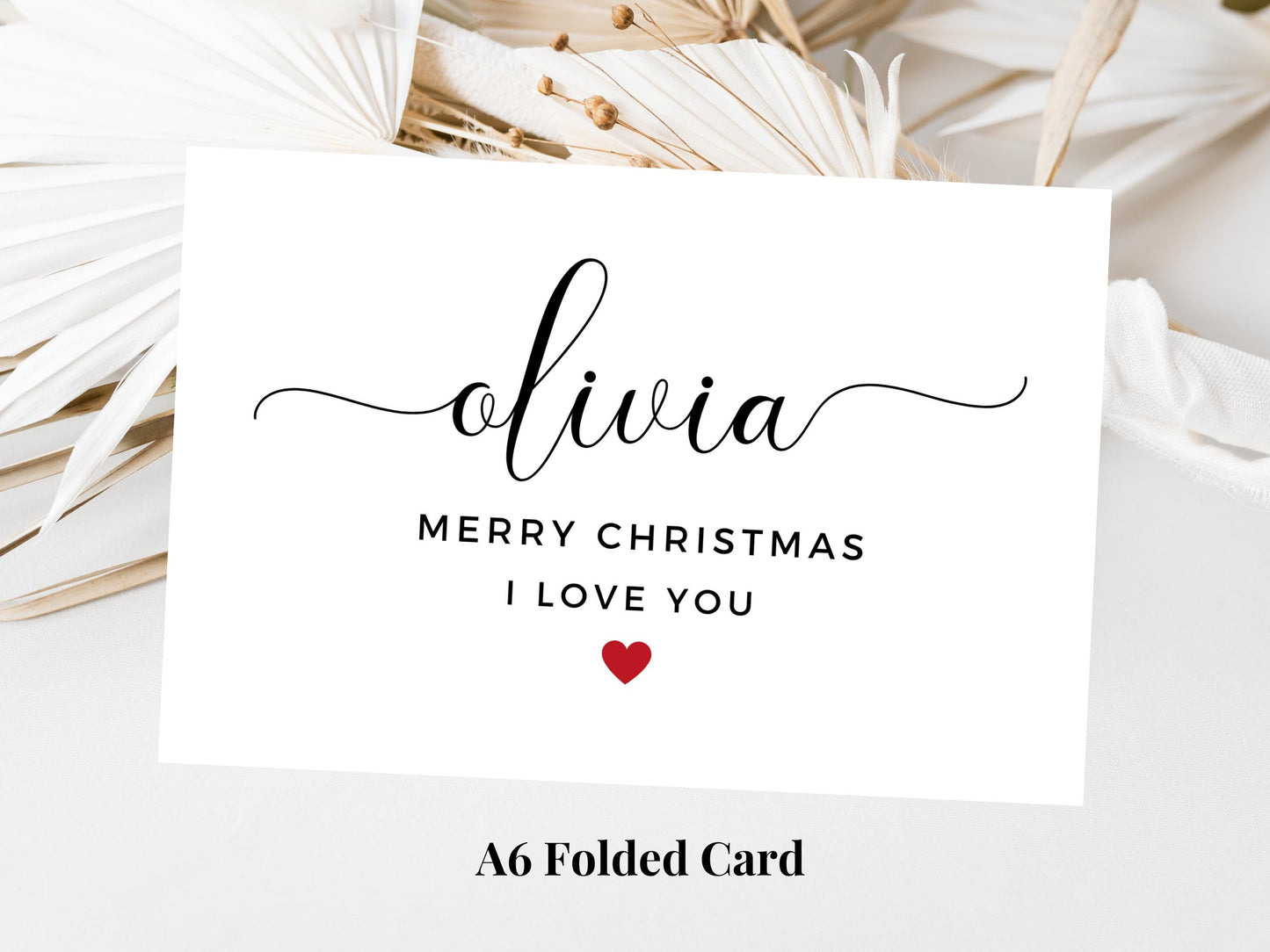 Personalised I Love You Merry Christmas Card/ Happy Christmas/ Season Xmas Greetings Card