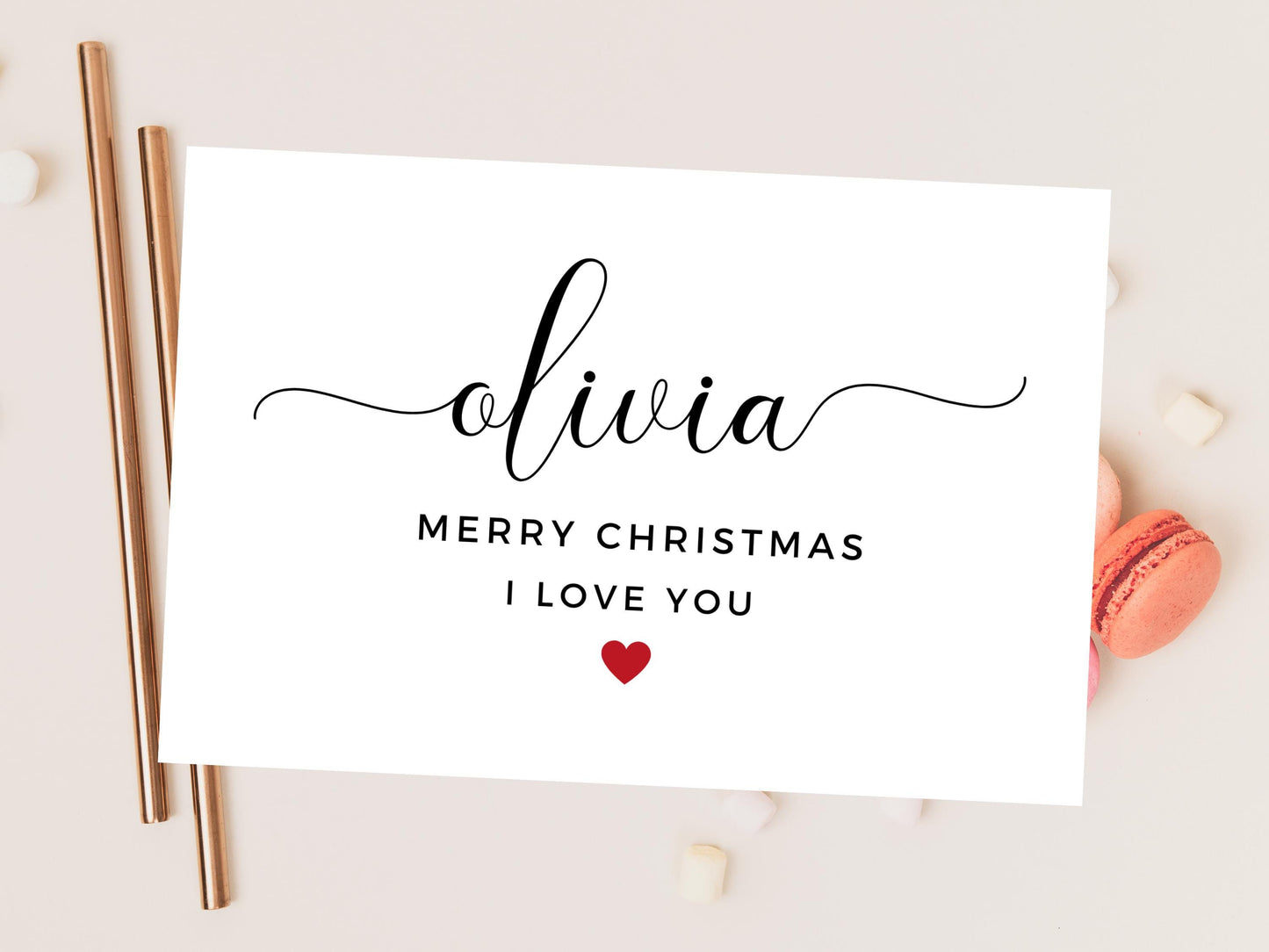 Personalised I Love You Merry Christmas Card/ Happy Christmas/ Season Xmas Greetings Card