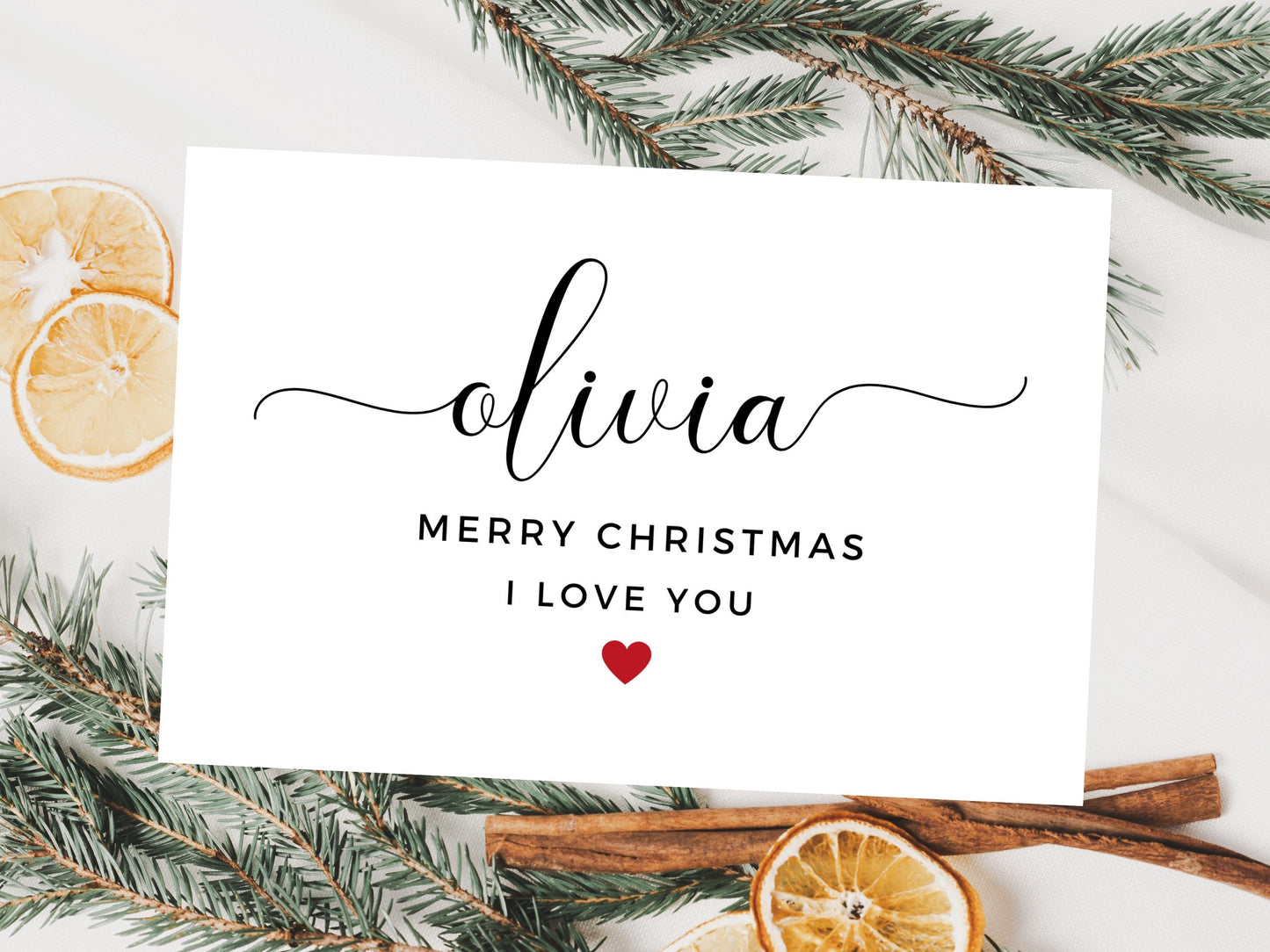 Personalised I Love You Merry Christmas Card/ Happy Christmas/ Season Xmas Greetings Card