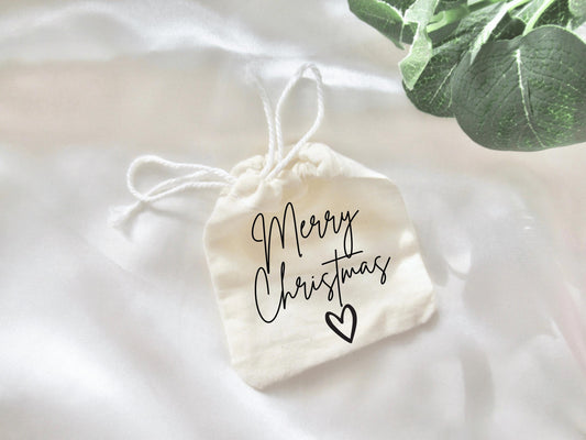 Custom Merry Christmas 100% Cotton Muslin Drawstring Bags/ Favour/ Goody Sweets Bags/ Presentation Bags/ Multipurpose Jewellery Keepsakes