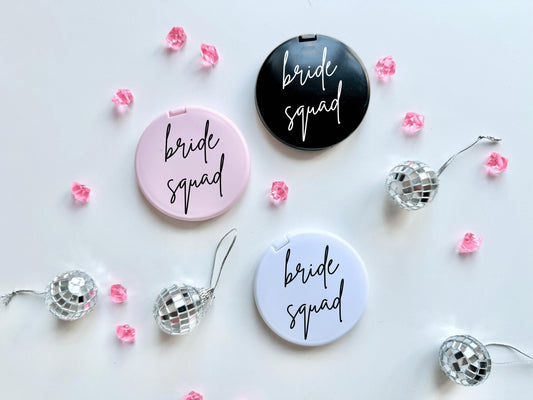 Custom Bride Squad Compact Mirror/ Pocket Mirror for Handbag/ Travel Cosmetics Mirror/ Gift for Women Pocket Mirror for Her/ Wife