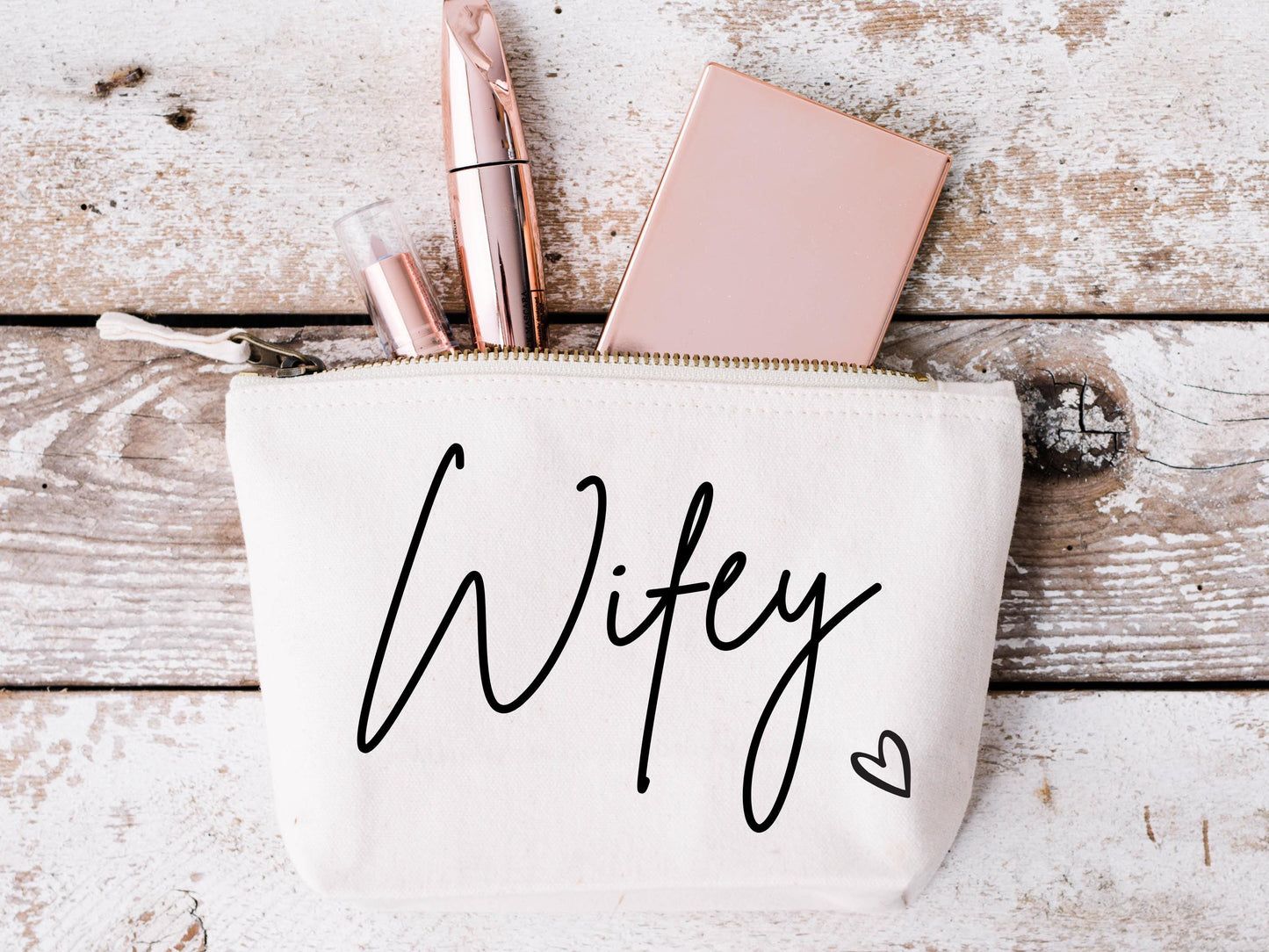 Custom Wifey Makeup Wash Bag/ Bride to Be Bridal Shower Gifts for her/ Engagement Party Cosmetic Bag/ Accessory bag/ Travel Case Present