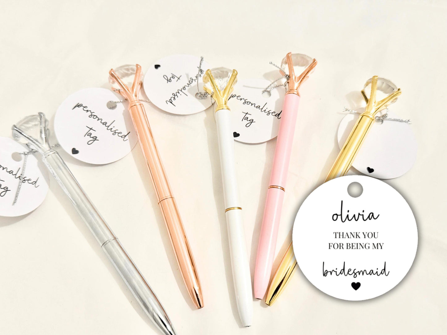 Thank you for Being My Bridesmaid Pen/ Team Bride Hen Party Gifts/ Bridal Shower Diamond Personalised Crystal Pen/ Bride Tribe Stationary