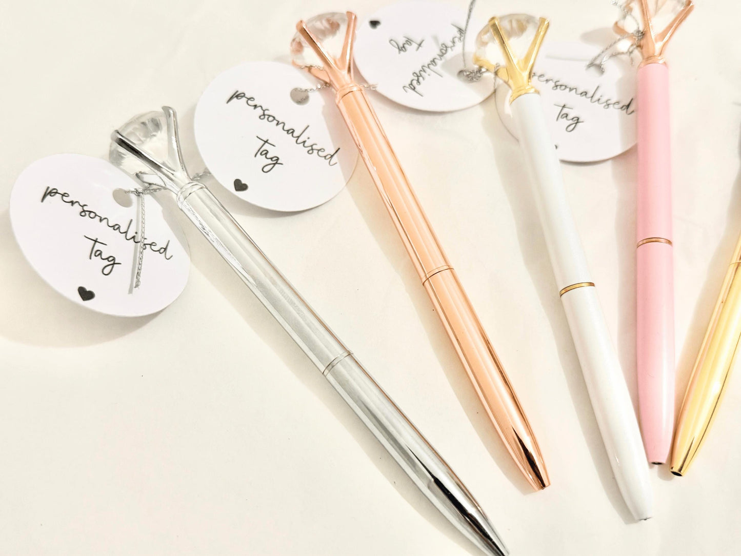 Thank you Pen/ Personalised Rose Gold Diamond Crystal Gift Pen/ Silver Thank You Stationary/ Pink Goodybag Filler/ Gift Box Present