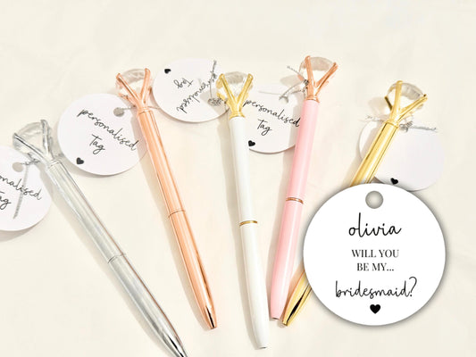 Will You Be My Bridesmaid Pen/ Team Bride Hen Party Gifts/ Bridesmaid Proposal Box Bridal Shower Diamond Personalised Crystal Pen